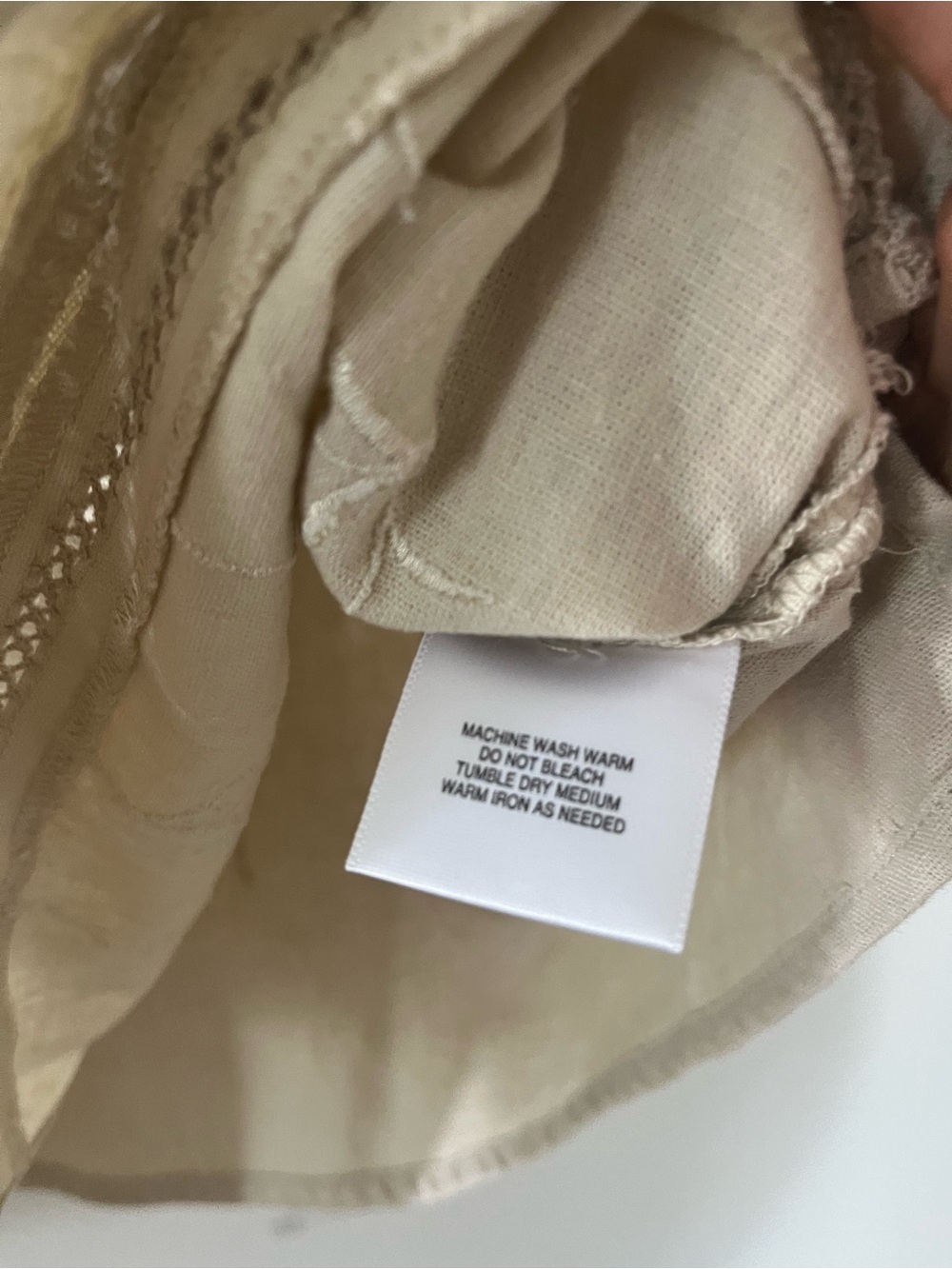 VINTAGE Beige Linen Cottagecore Button Up Vest Top 1X Embroidered Eyelet Prairie - Picture 5 of 7
